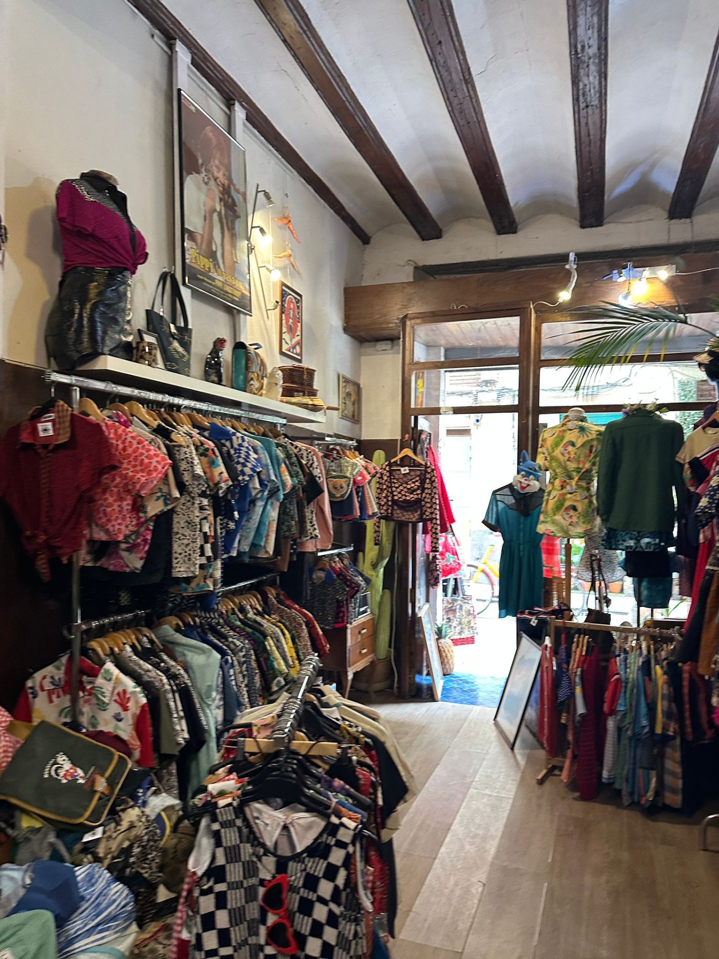 Racks of colorful vintage clothing